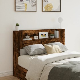 Cabecero de cama con luz LED roble ahumado 140x16,5x103,5 cm de , Cabeceros y pies de cama - Ref: Foro24-839249, Precio: 91,9...