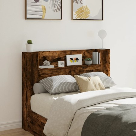 Cabecero de cama con luz LED roble ahumado 140x16,5x103,5 cm de , Cabeceros y pies de cama - Ref: Foro24-839249, Precio: 91,9...