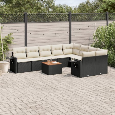 Set de sofás de jardín 10 pzas cojines ratán sintético negro de , Conjuntos de jardín - Ref: Foro24-3257050, Precio: 604,89 €...