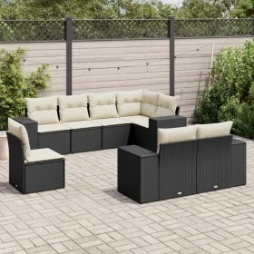 Set de sofás de jardín 8 piezas y cojines ratán sintético negro de , Conjuntos de jardín - Ref: Foro24-3255173, Precio: 553,4...