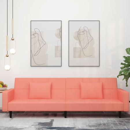 Sofá cama de 2 plazas con dos almohadas terciopelo rosa de , Sofás - Ref: Foro24-375819, Precio: 275,06 €, Descuento: %