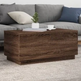 Mesa de centro con luces LED marrón roble 90x50x40 cm de , Mesas de centro - Ref: Foro24-839881, Precio: 67,34 €, Descuento: %