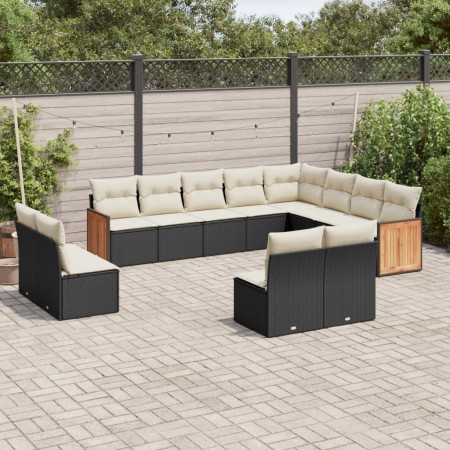 Set de sofás de jardín 12 piezas cojines ratán sintético negro de , Conjuntos de jardín - Ref: Foro24-3260551, Precio: 726,50...
