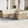 Set de sofás de jardín 9 pzas con cojines ratán sintético beige en Conjuntos de jardín | Comprar online en Foru.es