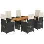 Set de comedor de jardín 7 pzas y cojines ratán sintético negro de , Conjuntos de jardín - Ref: Foro24-3212502, Precio: 994,2...