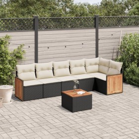 Set de comedor de jardín 7 pzas y cojines ratán sintético negro de , Conjuntos de jardín - Ref: Foro24-3260075, Precio: 423,0...