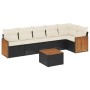 Set de comedor de jardín 7 pzas y cojines ratán sintético negro de , Conjuntos de jardín - Ref: Foro24-3260075, Precio: 423,0...