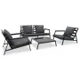 Set muebles de jardín con cojines 4 pzas aluminio gris oscuro de vidaXL, Conjuntos de jardín - Ref: Foro24-47818, Precio: 690...