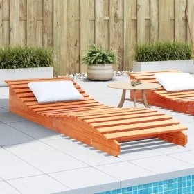 Wax brown solid pine wood lounger 205x70x31.5 cm by , Loungers - Ref: Foro24-844652, Price: 91,58 €, Discount: %