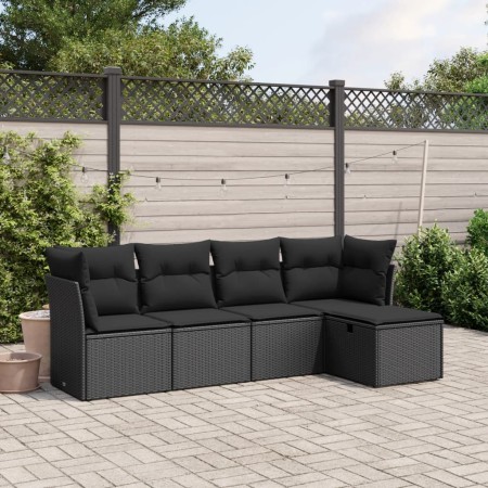 Set de muebles de jardín 5 pzas y cojines ratán sintético negro de , Conjuntos de jardín - Ref: Foro24-3263131, Precio: 301,9...