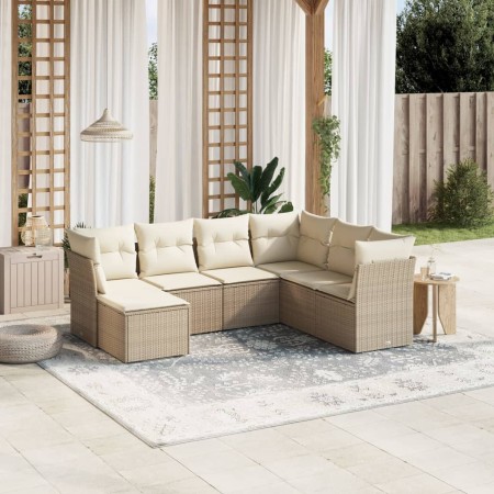 Set sofás de jardín 7 piezas y cojines ratán sintético beige de , Conjuntos de jardín - Ref: Foro24-3263214, Precio: 459,92 €...