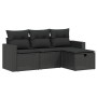Juego de sofás jardín 4 pzas con cojines ratán sintético negro de , Conjuntos de jardín - Ref: Foro24-3263441, Precio: 255,67...