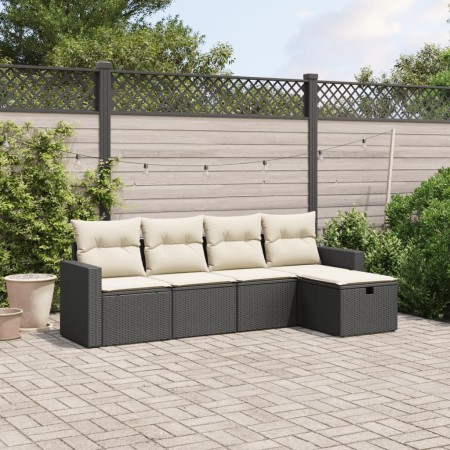 Set de muebles de jardín 5 pzas y cojines ratán sintético negro de , Conjuntos de jardín - Ref: Foro24-3263462, Precio: 287,6...