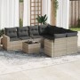Set muebles jardín 9 pzas y cojines ratán sintético gris claro en Conjuntos de jardín | Comprar online en Foru.es