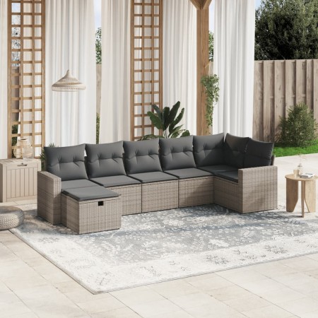 Set de sofás de jardín 7 piezas con cojines ratán PE gris de , Conjuntos de jardín - Ref: Foro24-3263506, Precio: 416,18 €, D...
