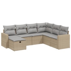 Juego de sofás jardín con cojines beige mezcla 7 pzas ratán PE de , Conjuntos de jardín - Ref: Foro24-3263525, Precio: 440,25...
