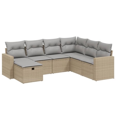 Juego de sofás jardín con cojines beige mezcla 7 pzas ratán PE de , Conjuntos de jardín - Ref: Foro24-3263525, Precio: 440,25...