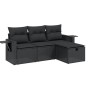 Juego de sofás jardín 4 pzas con cojines ratán sintético negro de , Conjuntos de jardín - Ref: Foro24-3263751, Precio: 260,48...