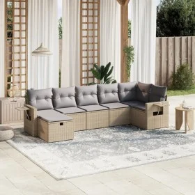 Juego de sofás jardín con cojines beige mezcla 7 pzas ratán PE de , Conjuntos de jardín - Ref: Foro24-3263815, Precio: 438,27...