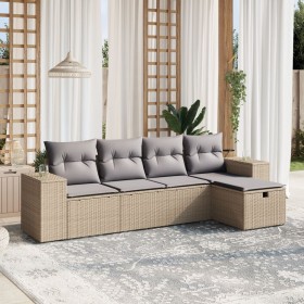 Juego de sofás jardín con cojines beige mezcla 5 pzas ratán PE de , Conjuntos de jardín - Ref: Foro24-3264395, Precio: 323,55...
