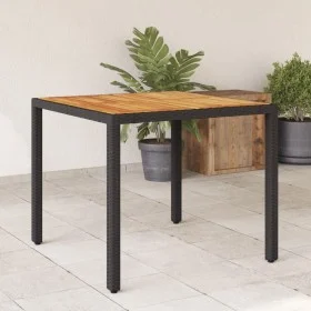Mesa de jardín superficie madera acacia ratán negro 90x90x75 cm de , Mesas de jardín - Ref: Foro24-365529, Precio: 125,73 €, ...