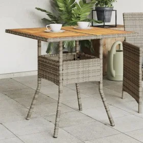 Mesa de jardín superficie de madera ratán PE gris 80x80x75 cm de , Mesas de jardín - Ref: Foro24-365520, Precio: 98,78 €, Des...