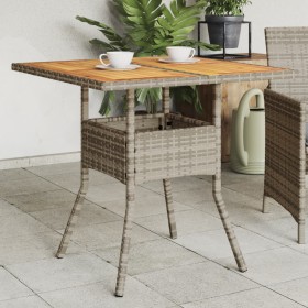 Mesa de jardín superficie de madera ratán PE gris 80x80x75 cm de , Mesas de jardín - Ref: Foro24-365520, Precio: 86,94 €, Des...