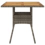 Mesa de jardín superficie de madera ratán PE gris 80x80x75 cm de , Mesas de jardín - Ref: Foro24-365520, Precio: 86,94 €, Des...