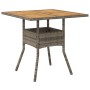 Mesa de jardín superficie de madera ratán PE gris 80x80x75 cm de , Mesas de jardín - Ref: Foro24-365520, Precio: 86,94 €, Des...