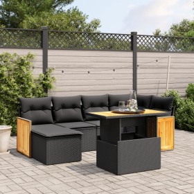 Set de comedor de jardín 7 pzas y cojines ratán sintético negro de , Conjuntos de jardín - Ref: Foro24-3274058, Precio: 460,5...