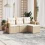 Juego de sofás jardín con cojines 4 pzas ratán sintético beige de , Conjuntos de jardín - Ref: Foro24-3226744, Precio: 307,58...