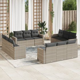 Set de sofás de jardín 12 pzas y cojines ratán sintético gris en Conjuntos de jardín | Comprar online en Foru.es