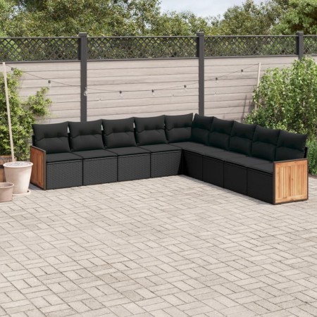 Set de sofás de jardín 8 piezas y cojines ratán sintético negro de , Conjuntos de jardín - Ref: Foro24-3227735, Precio: 550,7...