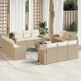 Set sofás de jardín con cojines 13 pzas ratán sintético beige en Conjuntos de jardín | Comprar online en Foru.es