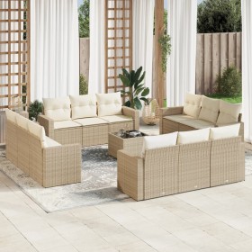 Set sofás de jardín con cojines 13 pzas ratán sintético beige en Conjuntos de jardín | Comprar online en Foru.es