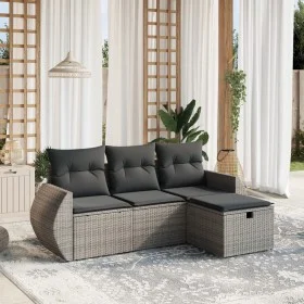 Set de sofás de jardín 4 pzas y cojines ratán sintético gris de , Conjuntos de jardín - Ref: Foro24-3264066, Precio: 274,52 €...