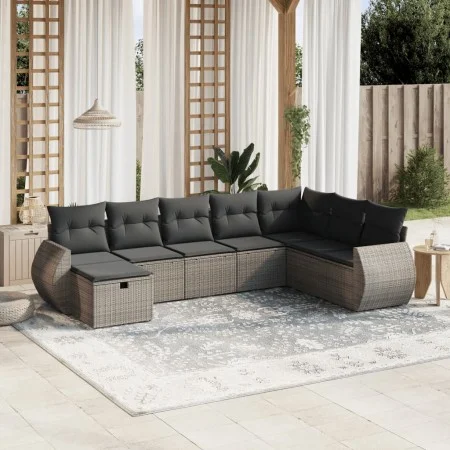 Set de sofás de jardín 8 pzas y cojines ratán sintético gris de , Conjuntos de jardín - Ref: Foro24-3264206, Precio: 505,83 €...