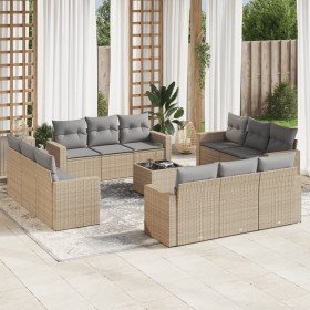 Set sofás de jardín con cojines 13 pzas ratán sintético beige en Conjuntos de jardín | Comprar online en Foru.es