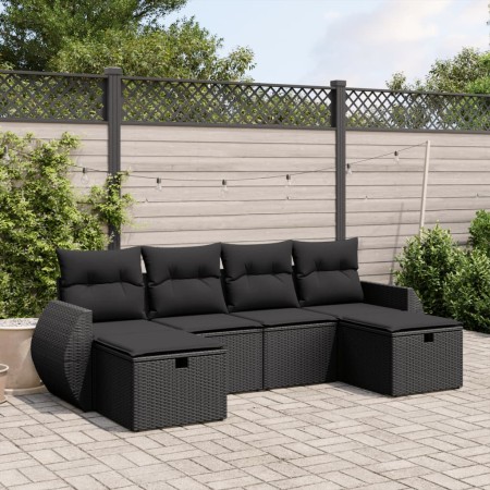 Set de sofás de jardín 6 piezas y cojines ratán sintético negro de , Conjuntos de jardín - Ref: Foro24-3264161, Precio: 374,0...