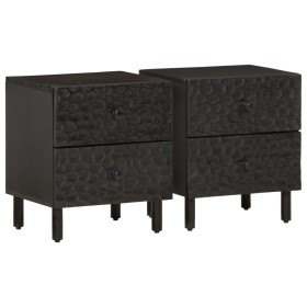 Mesitas de noche 2 uds madera maciza de mango negro 40x33x46 cm de , Mesitas de noche - Ref: Foro24-356818, Precio: 92,98 €, ...