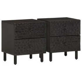 Mesitas de noche 2 uds madera maciza de mango negro 40x33x46 cm de , Mesitas de noche - Ref: Foro24-356818, Precio: 92,15 €, ...