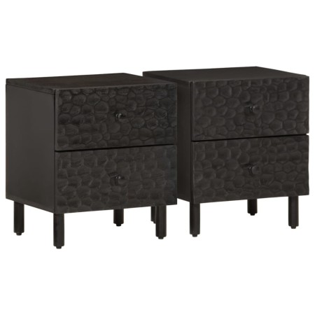 Mesitas de noche 2 uds madera maciza de mango negro 40x33x46 cm de , Mesitas de noche - Ref: Foro24-356818, Precio: 92,98 €, ...