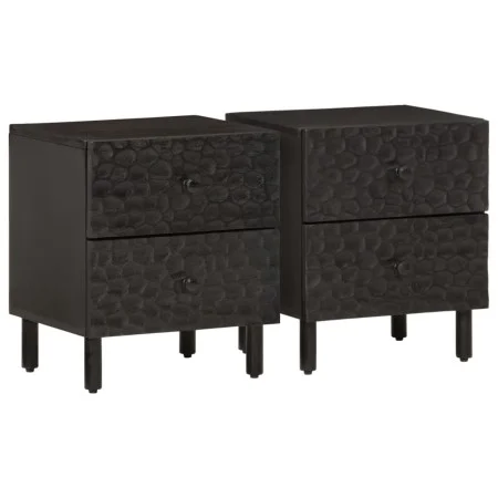 Mesitas de noche 2 uds madera maciza de mango negro 40x33x46 cm de , Mesitas de noche - Ref: Foro24-356818, Precio: 92,15 €, ...
