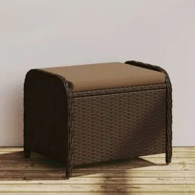 Taburete de jardín con cojín ratán sintético marrón 58x46x46 cm de , Otomanas de exterior - Ref: Foro24-365735, Precio: 70,23...