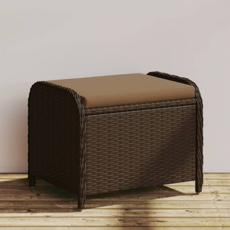 Taburete de jardín con cojín ratán sintético marrón 58x46x46 cm de , Otomanas de exterior - Ref: Foro24-365735, Precio: 71,50...