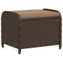 Taburete de jardín con cojín ratán sintético marrón 58x46x46 cm de , Otomanas de exterior - Ref: Foro24-365735, Precio: 71,50...
