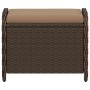 Taburete de jardín con cojín ratán sintético marrón 58x46x46 cm de , Otomanas de exterior - Ref: Foro24-365735, Precio: 71,50...