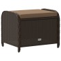Taburete de jardín con cojín ratán sintético marrón 58x46x46 cm de , Otomanas de exterior - Ref: Foro24-365735, Precio: 71,50...