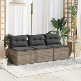 Sofá de jardín sin reposabrazos 2 uds con cojines ratán PE gris de , Sofás de exterior - Ref: Foro24-365833, Precio: 144,97 €...