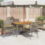 Sillas de jardín con cojín 4 uds ratán PE gris y madera acacia de , Sillas de jardín - Ref: Foro24-366252, Precio: 233,57 €, ...